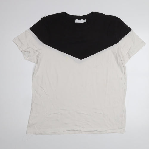 Topman Men's Black & White Colourblock T-Shirt XL Cotton Crew Neck