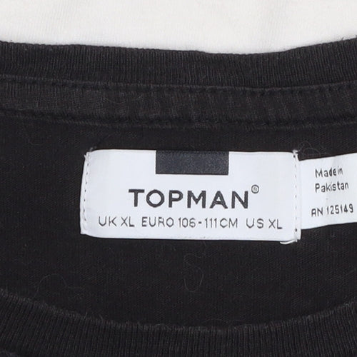 Topman Men's Black & White Colourblock T-Shirt XL Cotton Crew Neck
