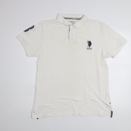 U.S. Polo Assn. Men's White Regular Fit Cotton Polo Shirt XL