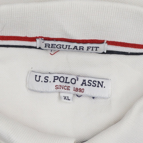 U.S. Polo Assn. Men's White Regular Fit Cotton Polo Shirt XL