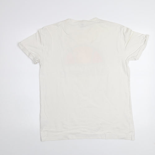 Ellesse Women's White Logo T-Shirt UK 6 Short Sleeve Cotton Top