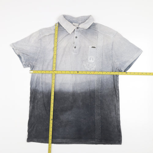 Diesel Men's Grey 3XL Acid Wash Short Sleeve Polo Shirt