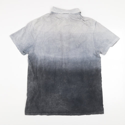 Diesel Men's Grey 3XL Acid Wash Short Sleeve Polo Shirt