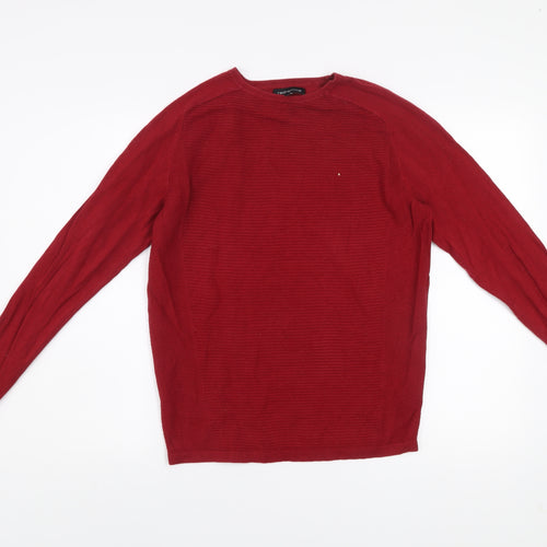 Red Herring Men's Red Cotton Crew Neck Jumper Size S