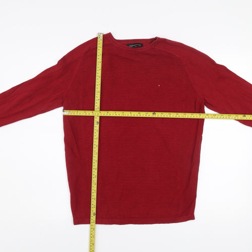 Red Herring Men's Red Cotton Crew Neck Jumper Size S