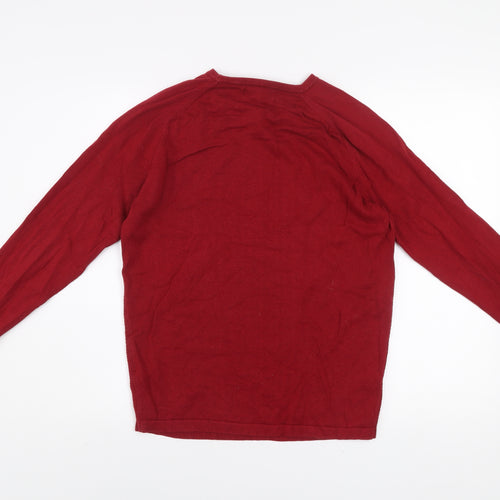 Red Herring Men's Red Cotton Crew Neck Jumper Size S