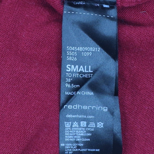Red Herring Men's Red Cotton Crew Neck Jumper Size S