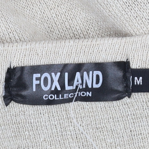 Fox Land Men's Beige V-Neck Cotton Blend Jumper M Classic Knitwear