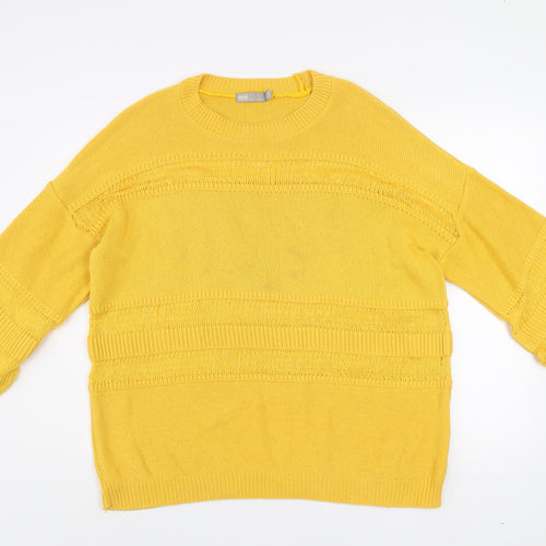 ASOS Women Yellow Knit Jumper UK 10 Crew Neck Relaxed Fit