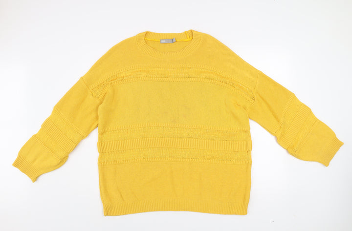 ASOS Women Yellow Knit Jumper UK 10 Crew Neck Relaxed Fit