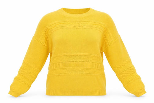 Front view of ASOS Women Yellow Knit Jumper UK 10 Crew Neck Relaxed Fit
