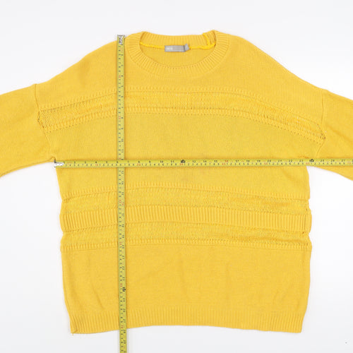 ASOS Women Yellow Knit Jumper UK 10 Crew Neck Relaxed Fit