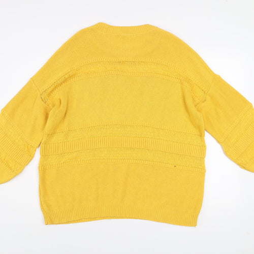 ASOS Women Yellow Knit Jumper UK 10 Crew Neck Relaxed Fit