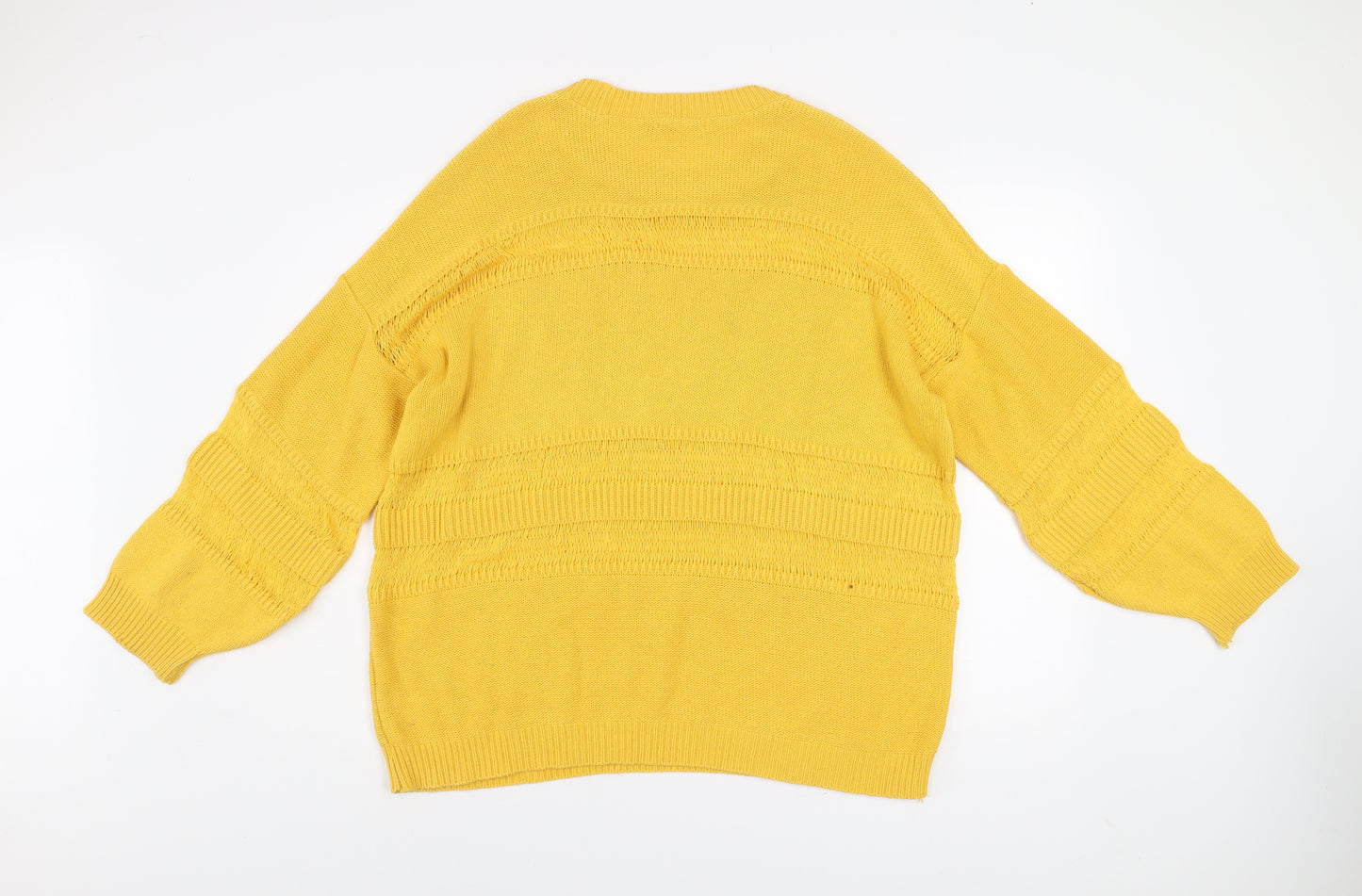 ASOS Women Yellow Knit Jumper UK 10 Crew Neck Relaxed Fit