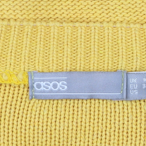 ASOS Women Yellow Knit Jumper UK 10 Crew Neck Relaxed Fit