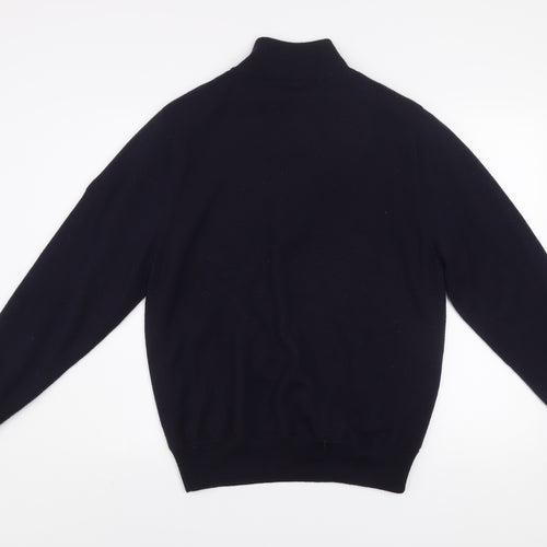Cutter & Buck Men's Blue Argyle 1/2 Zip Wool Blend Jumper M