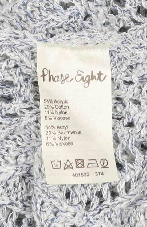 Phase Eight Women's Grey Open-Knit V-Neck Long Sleeve Jumper Size 12