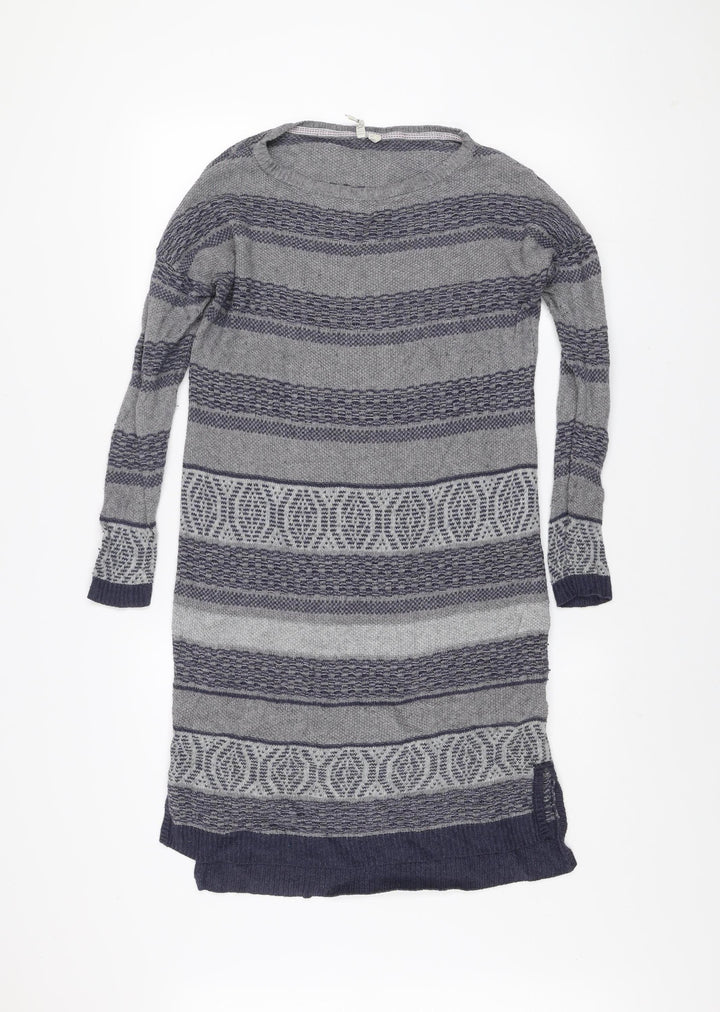 Mistral Women Grey Knitted Jumper Dress Size 12 Winter Casual