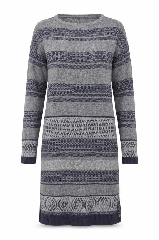Front view of Mistral Women Grey Knitted Jumper Dress, size 12, Winter Casual
