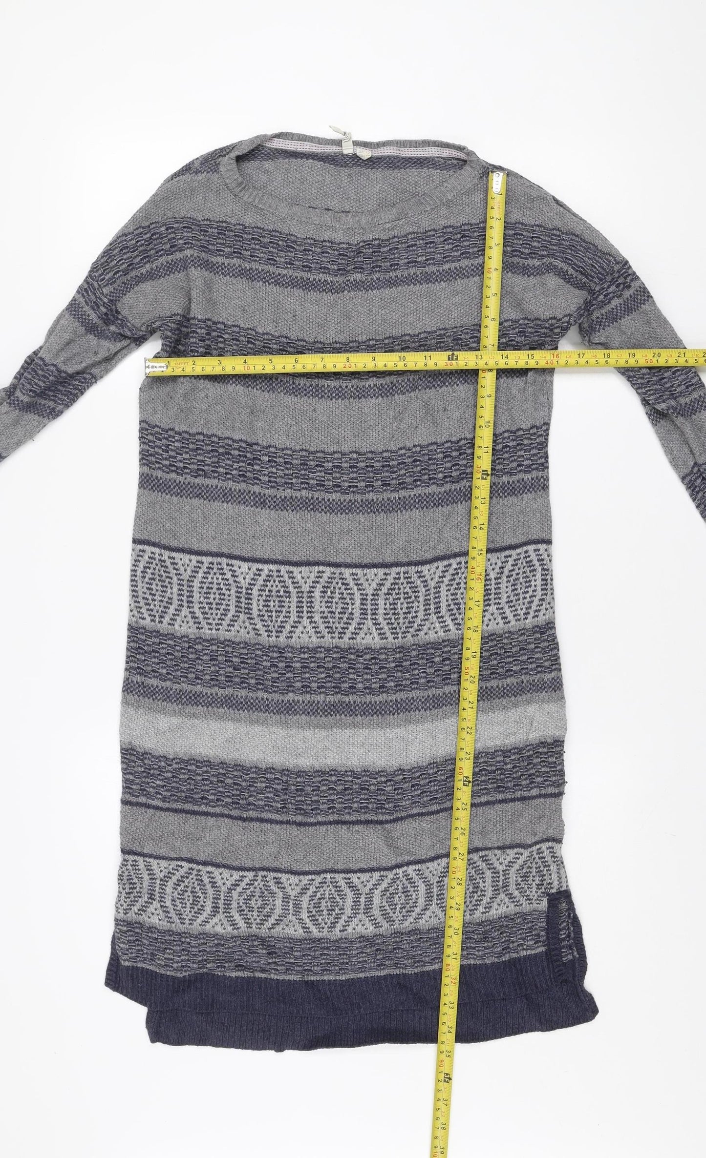 Mistral Women Grey Knitted Jumper Dress Size 12 Winter Casual