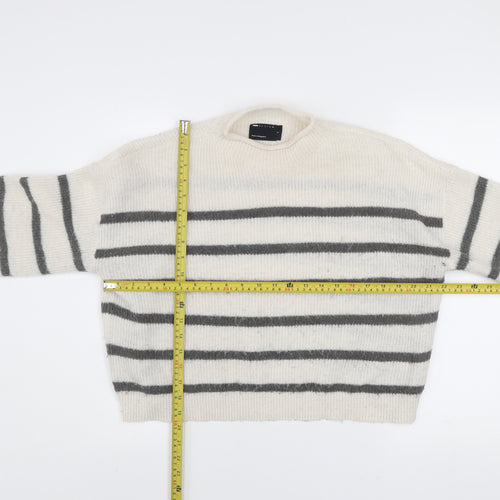 ASOS DESIGN Women’s White Grey Striped Pullover Jumper Size S Knit