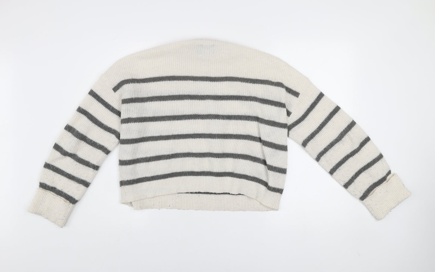 ASOS DESIGN Women’s White Grey Striped Pullover Jumper Size S Knit