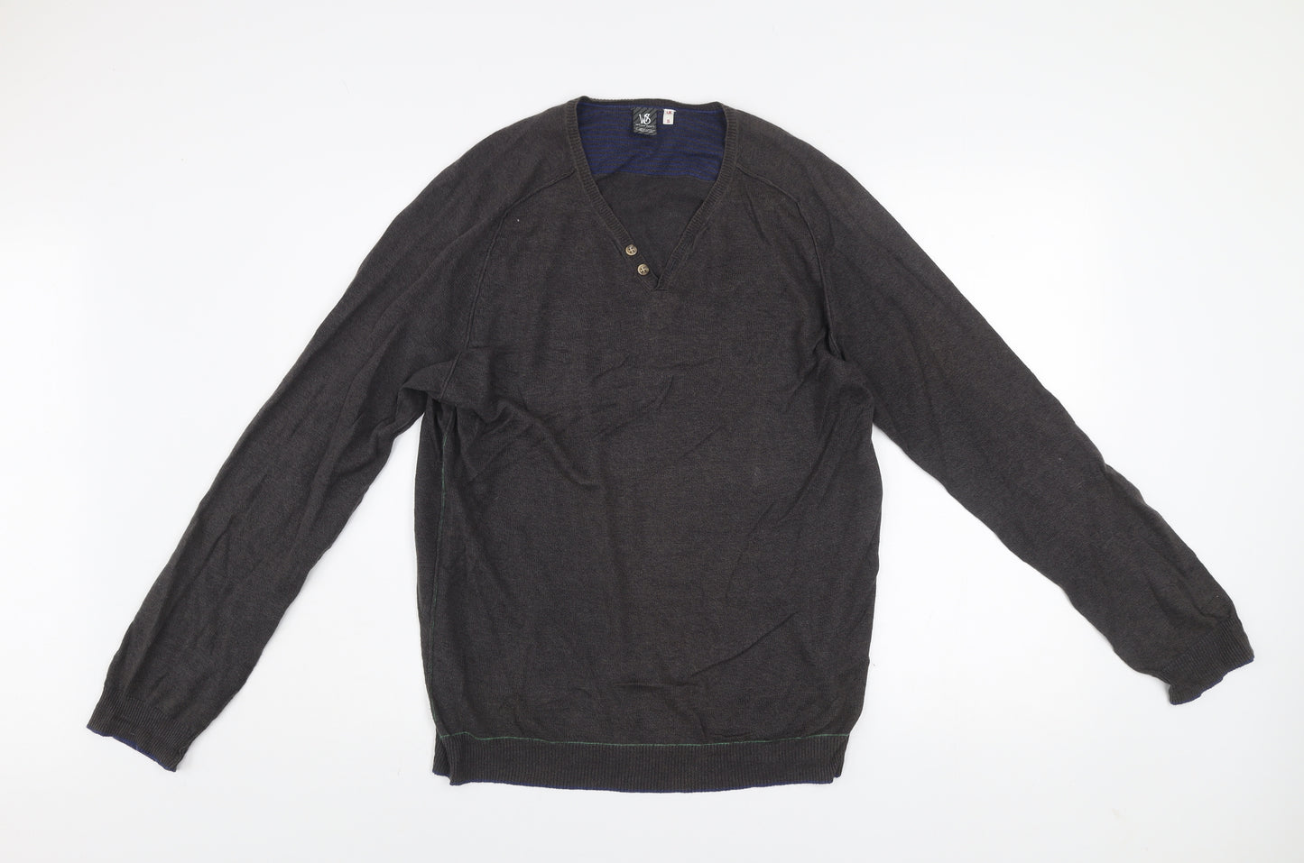 White Stuff Men’s Brown Linen Cotton Henley Jumper Size S