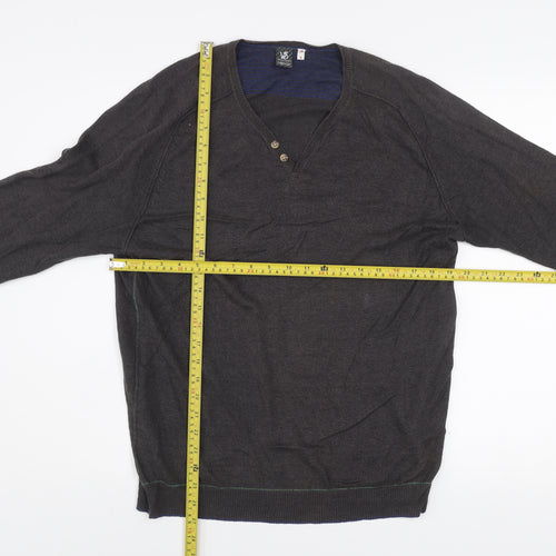 White Stuff Men’s Brown Linen Cotton Henley Jumper Size S