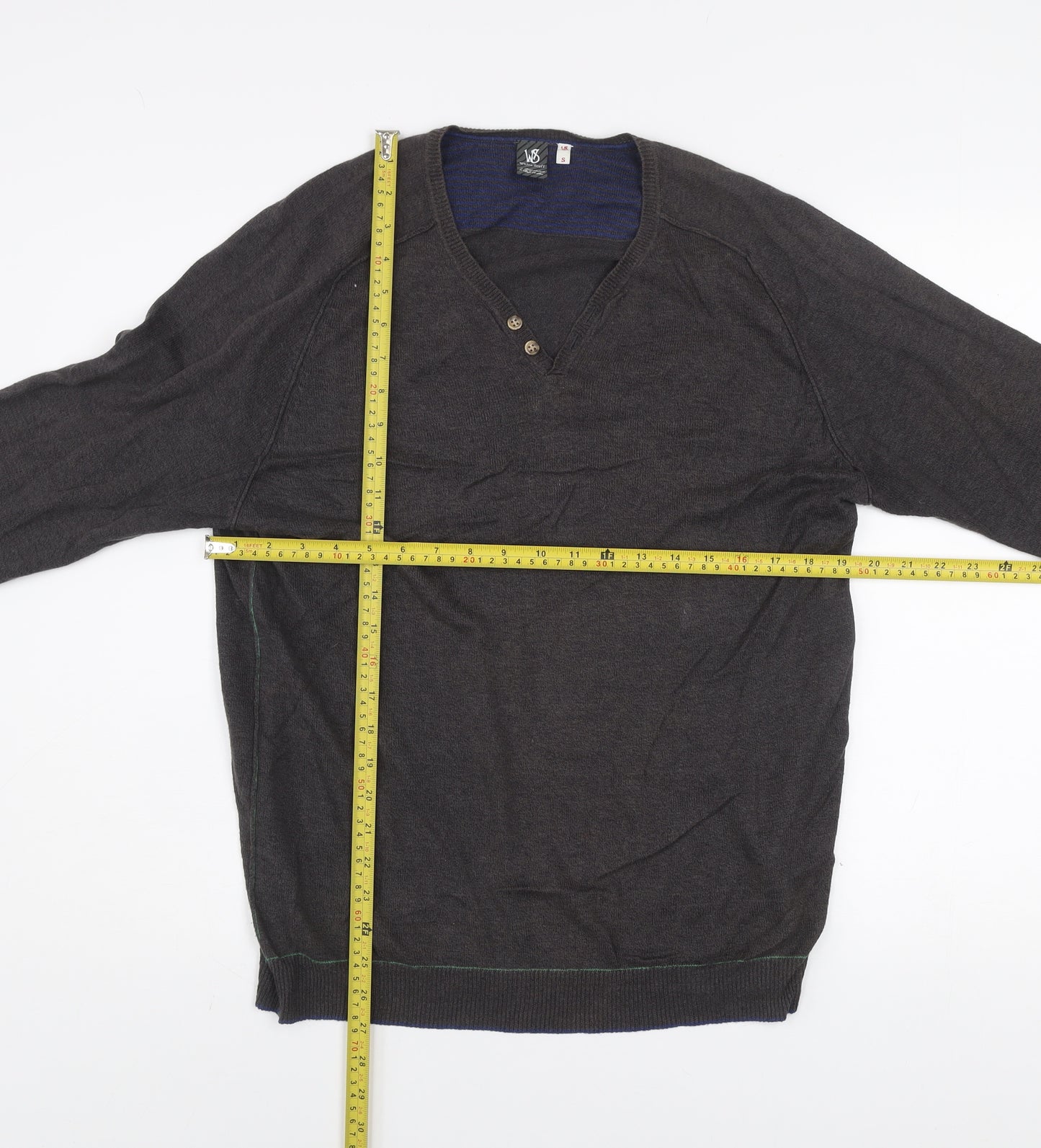 White Stuff Men’s Brown Linen Cotton Henley Jumper Size S