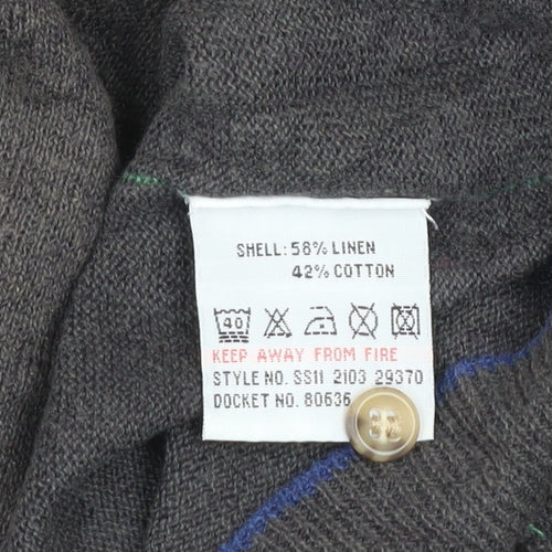 White Stuff Men’s Brown Linen Cotton Henley Jumper Size S