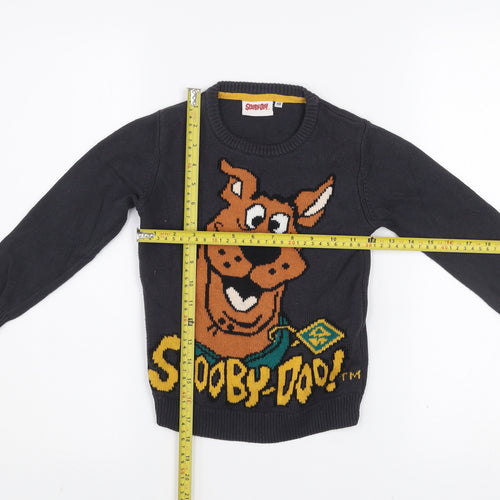Scooby-Doo Boys Black Jumper 4-5 Years Cotton Knit Crew Neck Cartoon Print