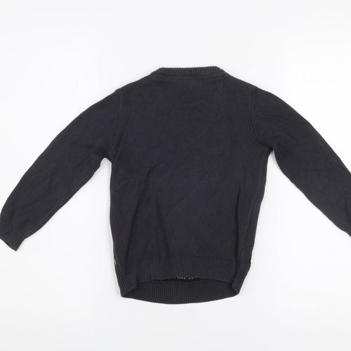 Scooby-Doo Boys Black Jumper 4-5 Years Cotton Knit Crew Neck Cartoon Print