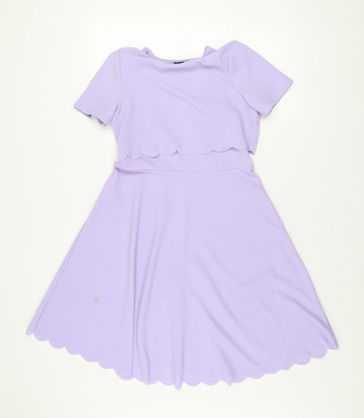 Boohoo Women’s Purple A-Line Short Sleeve Scallop Hem Dress Size 8
