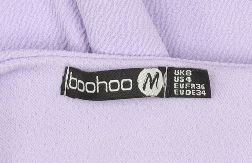 Boohoo Women’s Purple A-Line Short Sleeve Scallop Hem Dress Size 8