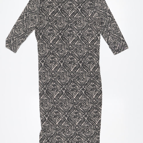 River Island Women’s Black Geometric Bodycon Dress Size 10