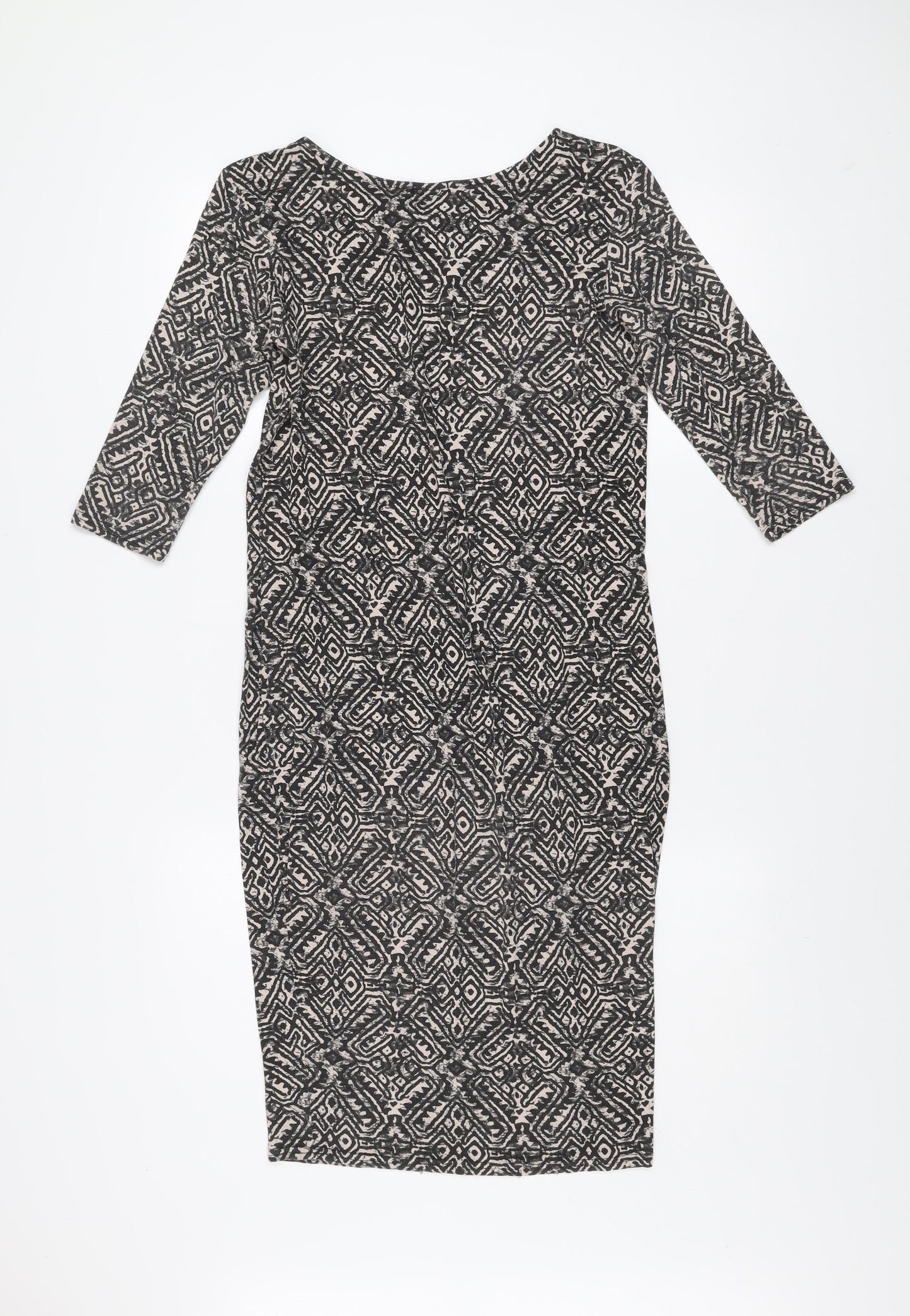 River Island Women’s Black Geometric Bodycon Dress Size 10