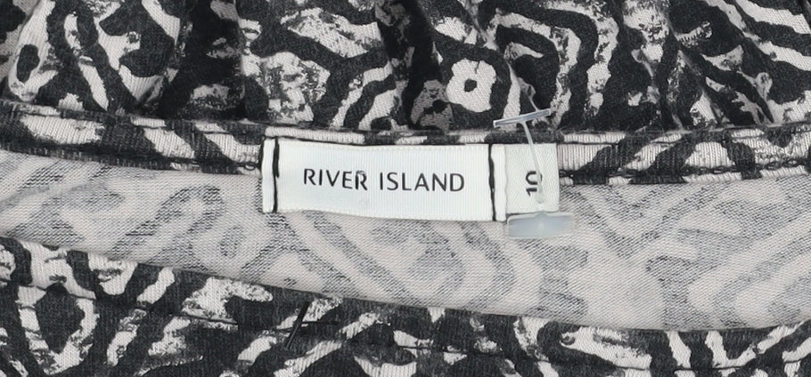 River Island Women’s Black Geometric Bodycon Dress Size 10