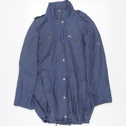 Warehouse Women’s Blue Military Jacket Size 8 Cotton Blend
