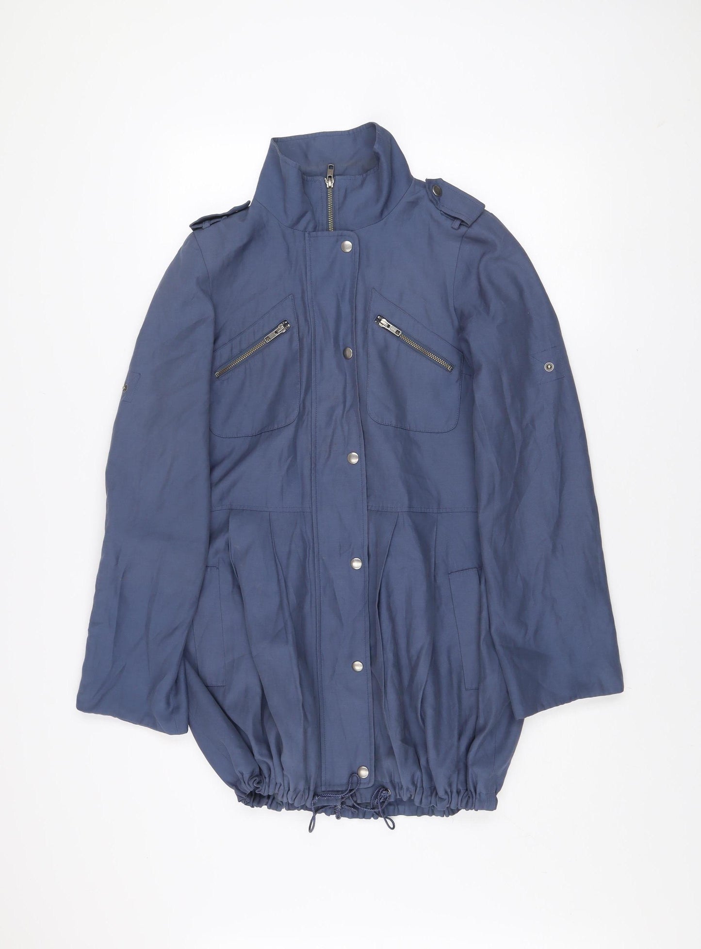 Warehouse Women’s Blue Military Jacket Size 8 Cotton Blend