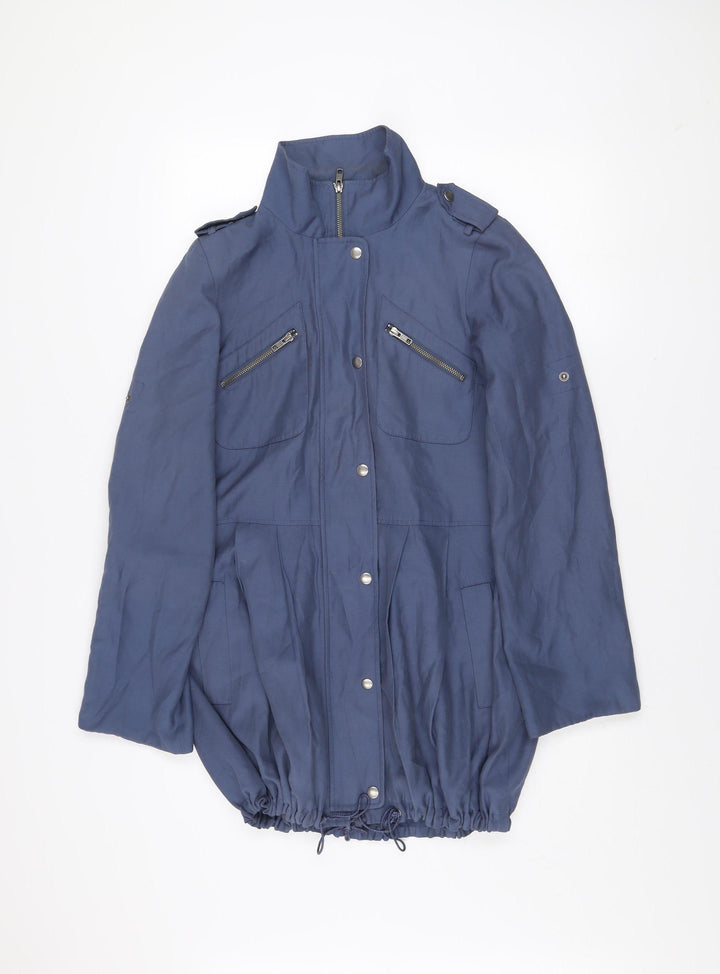 Warehouse Women’s Blue Military Jacket Size 8 Cotton Blend