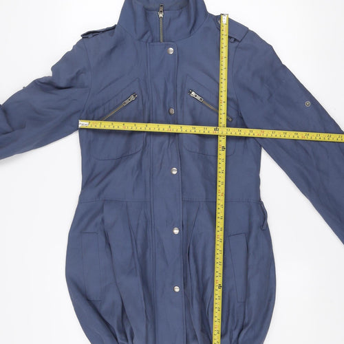 Warehouse Women’s Blue Military Jacket Size 8 Cotton Blend