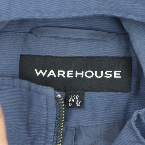 Warehouse Women’s Blue Military Jacket Size 8 Cotton Blend