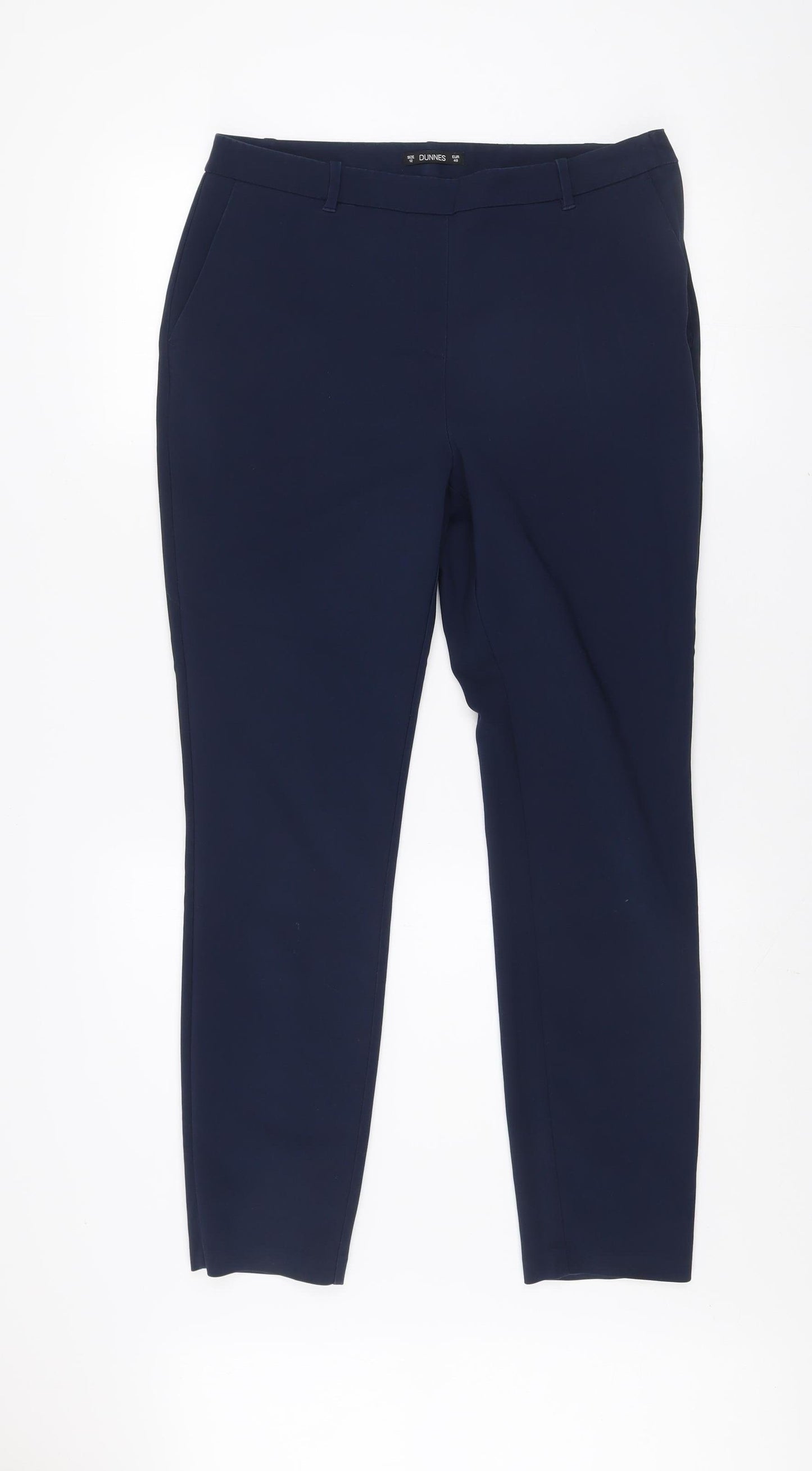 Dunnes Women's Blue Slim Fit Tailored Trousers Size 12