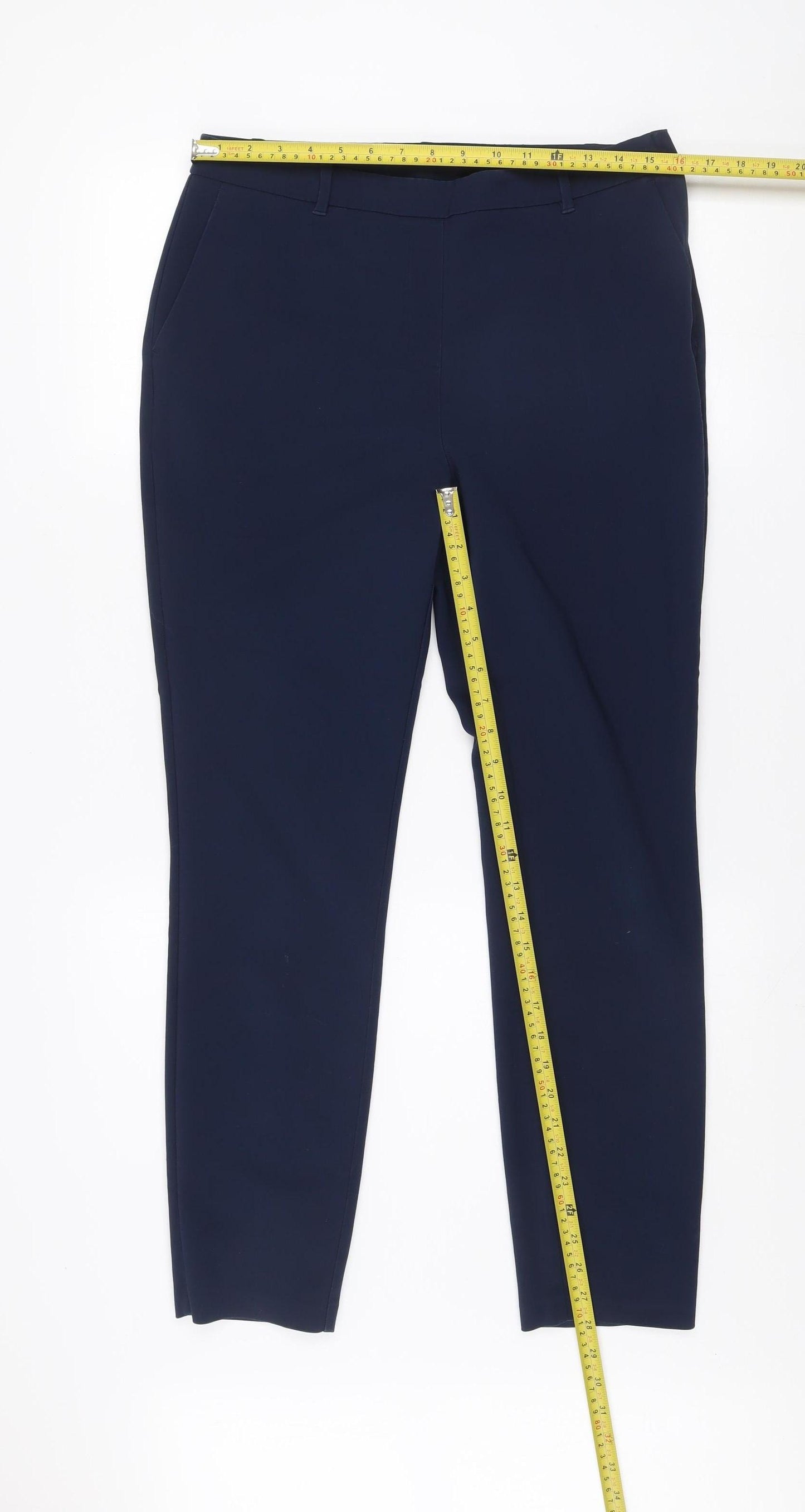 Dunnes Women's Blue Slim Fit Tailored Trousers Size 12