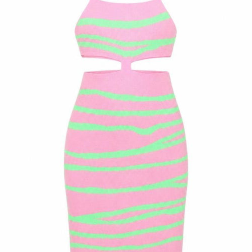 I SAW IT FIRST Women’s Pink Green Bodycon Knit Midi Dress XS