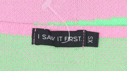 I SAW IT FIRST Women’s Pink Green Bodycon Knit Midi Dress XS