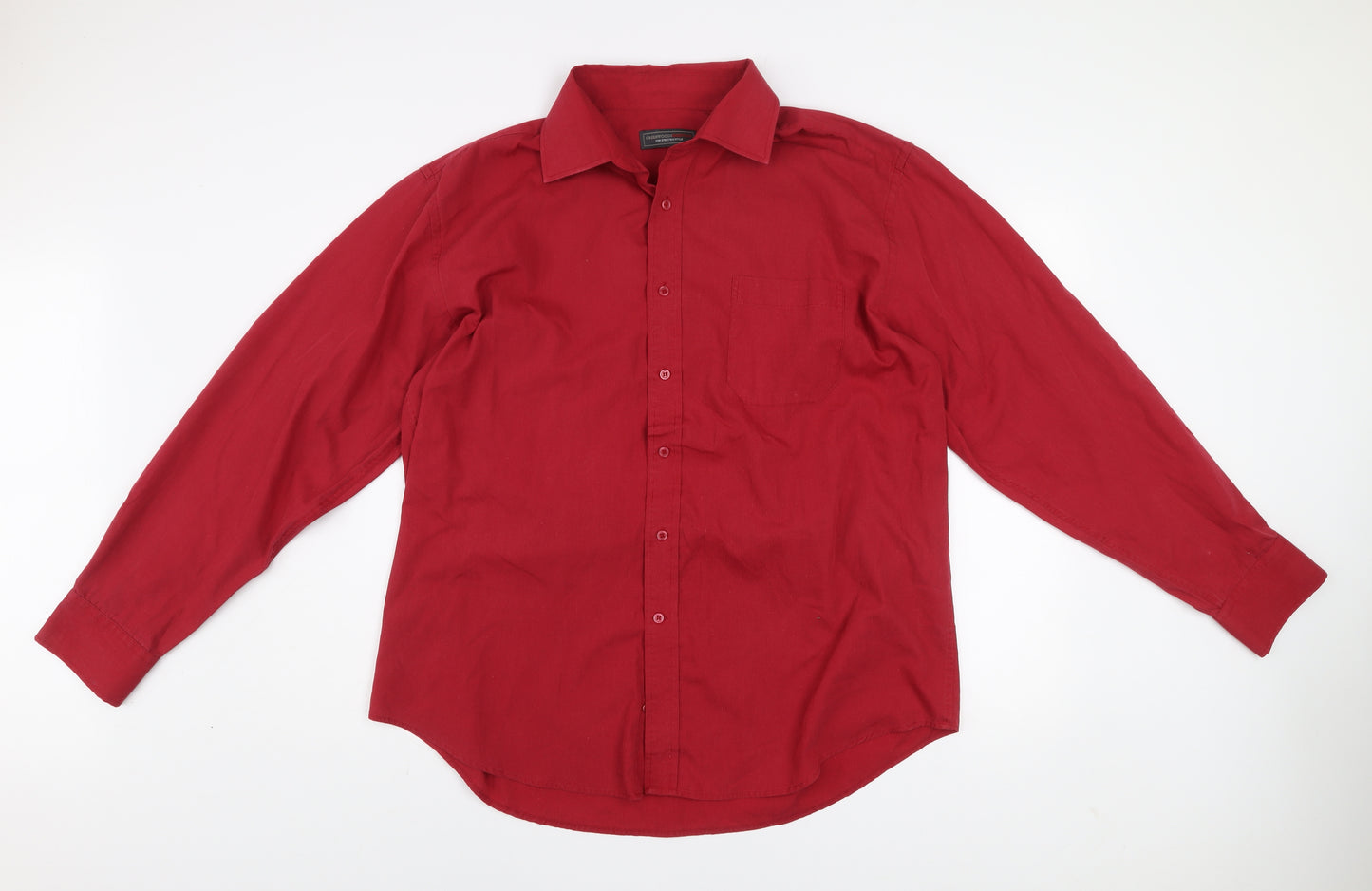 Greenwoods Essentials Men's Red Long Sleeve Button-Up Shirt 17.5in Classic Fit