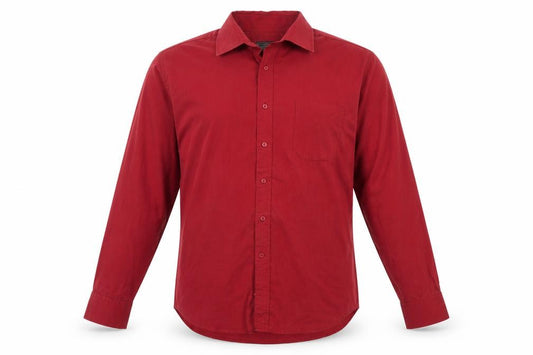 Front view of Greenwoods Essentials Men's Red Long Sleeve Button-Up Shirt 17.5in Classic Fit