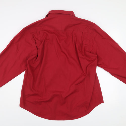 Greenwoods Essentials Men's Red Long Sleeve Button-Up Shirt 17.5in Classic Fit