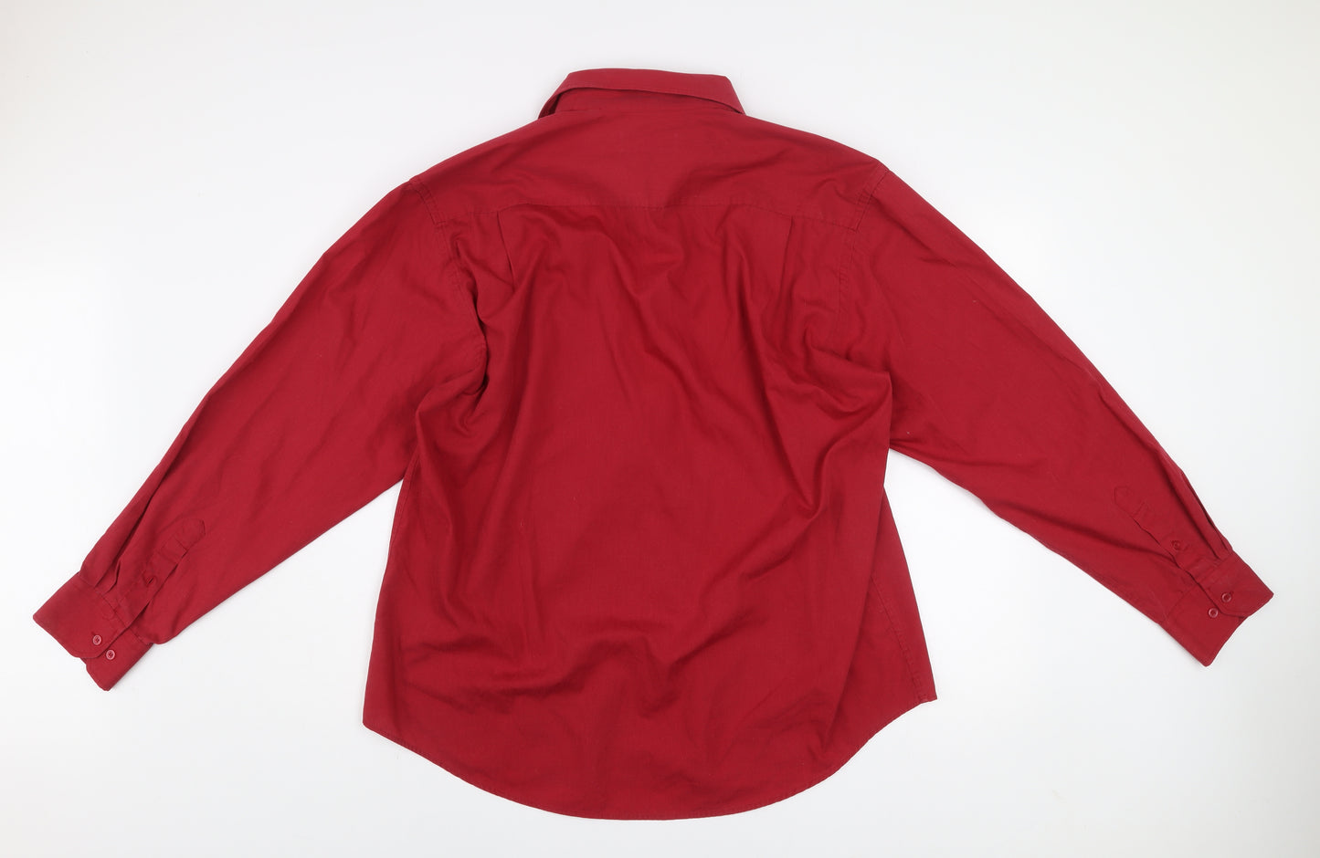 Greenwoods Essentials Men's Red Long Sleeve Button-Up Shirt 17.5in Classic Fit